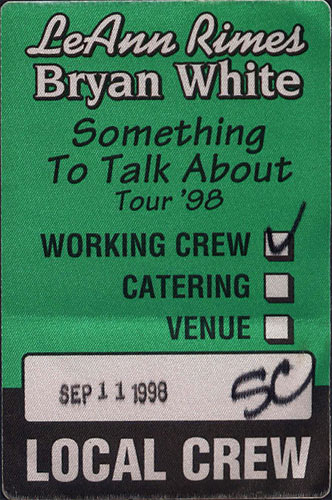 LeAnn Rimes and Bryan White Something To Talk About 1998 Tour Backstage Pass