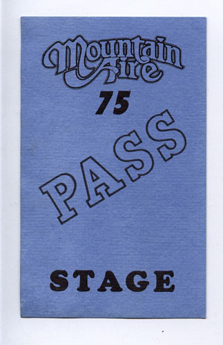 Mountain Aire 1975 Stage Backstage Pass