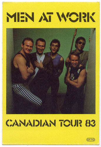 Men At Work 1983 Canadian Tour Backstage Pass