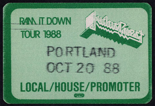 Judas Priest Ram It Down Tour 1988 Backstage Pass