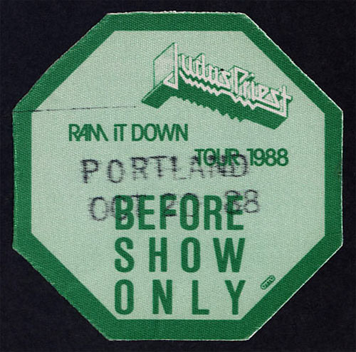 Judas Priest Ram It Down Tour 1988 Backstage Pass