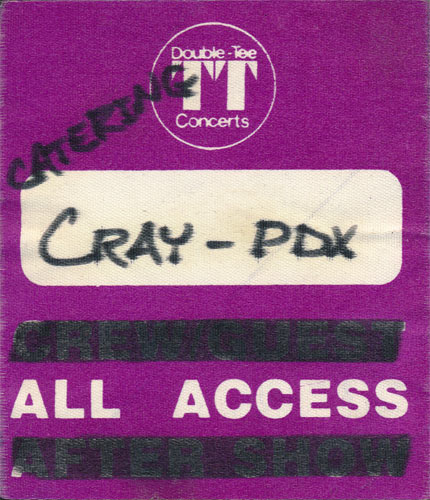 Robert Cray All Access Catering Backstage Pass