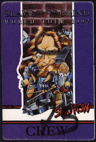 Skid Row Slave to the Grind World Tour 1992 Backstage Pass