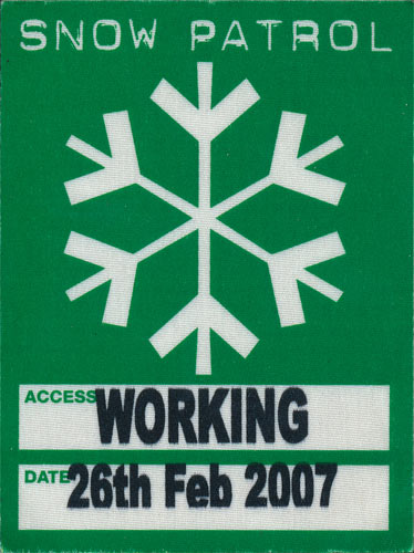 Snow Patrol Working Backstage Pass