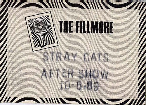 Stray Cats 1989 Fillmore After Show Backstage Pass