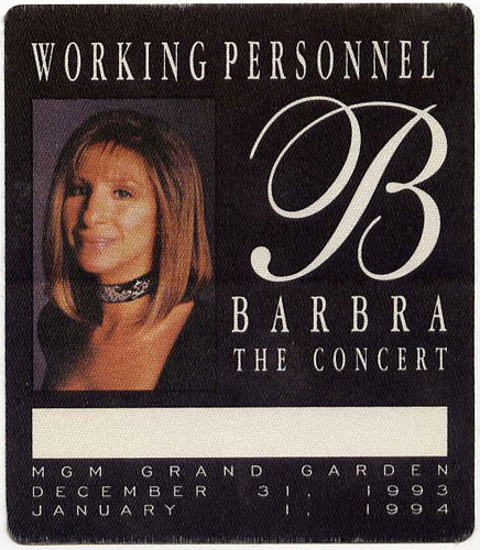 Barbra Streisand 1993 Personnel Backstage Pass