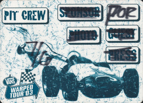 Vans Warped Tour 2003 Pit Crew Backstage Pass