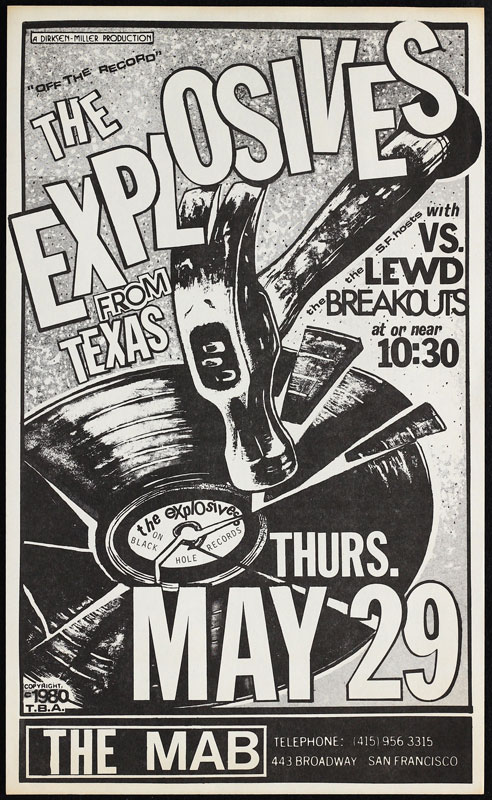 The Explosives (Roky Erickson of 13th Floor Elevators) Punk Flyer / Handbill