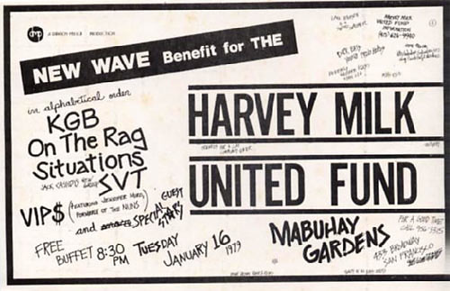 New Wave Benefit for the Harvey Milk United Fund Punk Flyer / Handbill