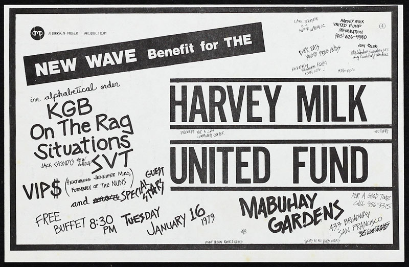 New Wave Benefit for the Harvey Milk United Fund Punk Flyer / Handbill