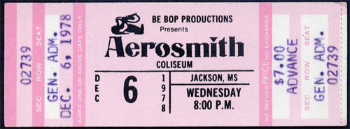 Aerosmith 1978 ticket