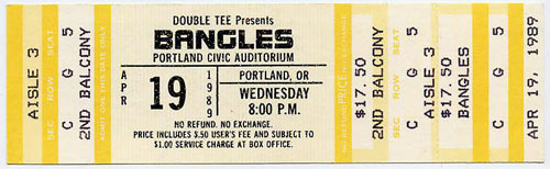 Bangles 1989 Portland Ticket