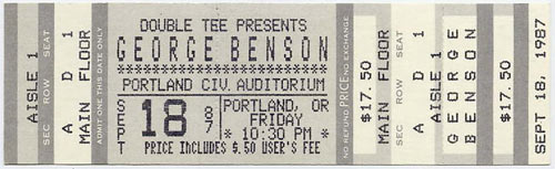 George Benson 1987 Portland Ticket