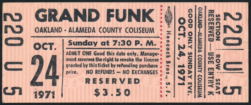 Grand Funk Railroad Ticket
