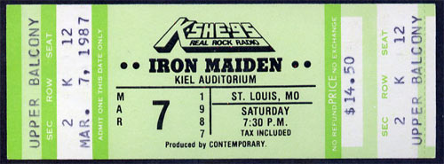 Iron Maiden 1987 ticket