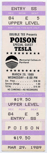 Poison 1989 Portland Ticket