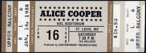 Alice Cooper 1988 St Louis ticket