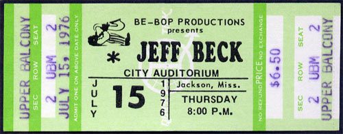 Jeff Beck 1976 ticket