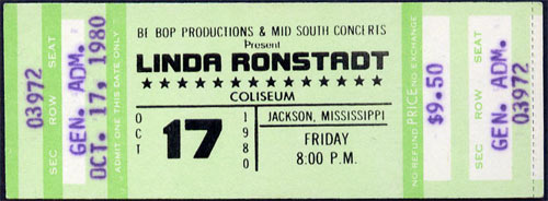 Linda Ronstadt 1980 ticket