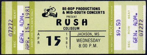 Rush 1981 ticket