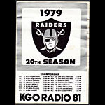 Oakland Raiders 1979 Schedule KGO Radio Promo Sticker