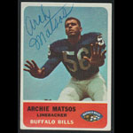 Archie Matsos 1962 Fleer #20 Autographed Football Card