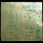 1960 San Francisco Giants Pocket Schedule