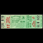 Oakland Athletics **RARE** 1968 Ticket Cleveland Indians VTG Jim Nash antique Baseball Ticket