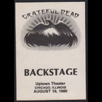 Grateful Dead 8/19/1980 Chicago Backstage Pass