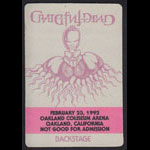 Rick Griffin Grateful Dead 2/23/1992 Oakland Backstage Pass