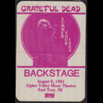 Grateful Dead 8/8/1982 East Troy WI Backstage Pass