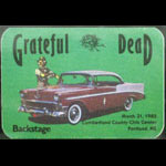 Grateful Dead 3/31/1985 Portland ME Backstage Pass