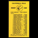 California Seals 1966/67 Home Pocket Schedule Hockey Pocket Schedule