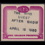 The Who After Show Backstage Pass
