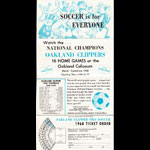 Oakland Clippers 1968 Ticket Order Form and Pocket Soccer Schedule