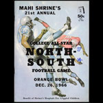 1966 21st Annual Mahi Shrine North-South All-Star Game College Football Program
