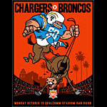 Scrojo Chargers vs Broncos AFL 50th Anniversary Poster