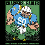 Scrojo Chargers vs Eagles AFL 50th Anniversary Poster