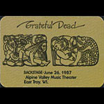 Grateful Dead 6/26/1987 East Troy WI Backstage Pass