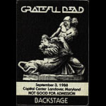 Grateful Dead 9/3/1988 Washington DC Backstage Pass