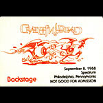 Rick Griffin Grateful Dead 9/8/1988 Philadelphia Backstage Pass