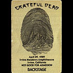 Grateful Dead 4/29/1989 Irvine CA Backstage Pass