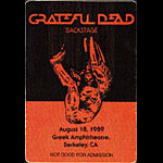 Grateful Dead 8/18/1989 Berkeley CA Backstage Pass