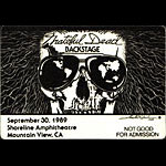 Grateful Dead 9/30/1989 Mountain View CA Backstage Pass