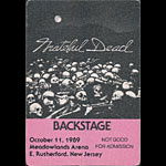 Grateful Dead 10/11/1989 East Rutherford NJ Backstage Pass