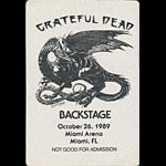 Grateful Dead 10/26/1989 Miami Backstage Pass