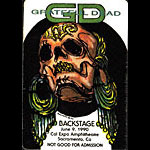 Grateful Dead 6/9/1990 Sacramento Backstage Pass