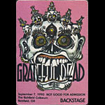 Reonegro Grateful Dead 9/7/1990 Richfield OH Backstage Pass