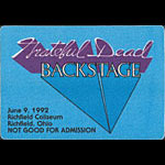 Grateful Dead 6/9/1992 Richfield OH Backstage Pass