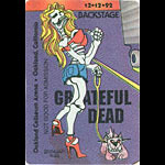Reonegro Grateful Dead 12/12/1992 Oakland Backstage Pass